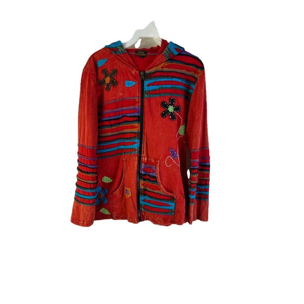 Rising International Rainbow Patchwork Floral Swe… - image 1